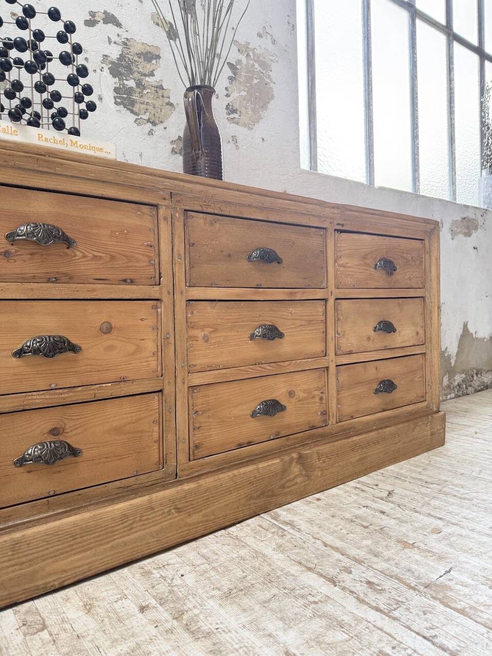 Pine craft cabinet with drawers