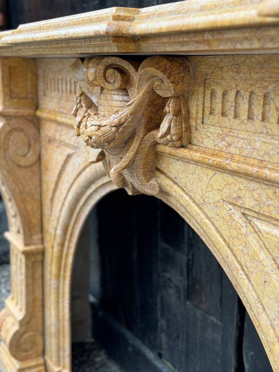 Napoleon iii style lamartine yellow marble fireplace circa 1880