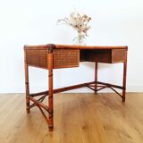 Rattan and cane desk