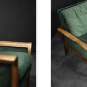 Vintage Mid-Century Modern Rosewood & Green Velour 3-Seater Sofa and Chair