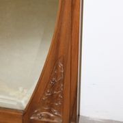 Art Nouveau walnut mirror decorated with holly leaves circa 1900 105x171cm