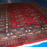 Vintage Uzbek Bukhara handmade rug 3' x 4' (94cm x 122cm) 1970s, 1C756