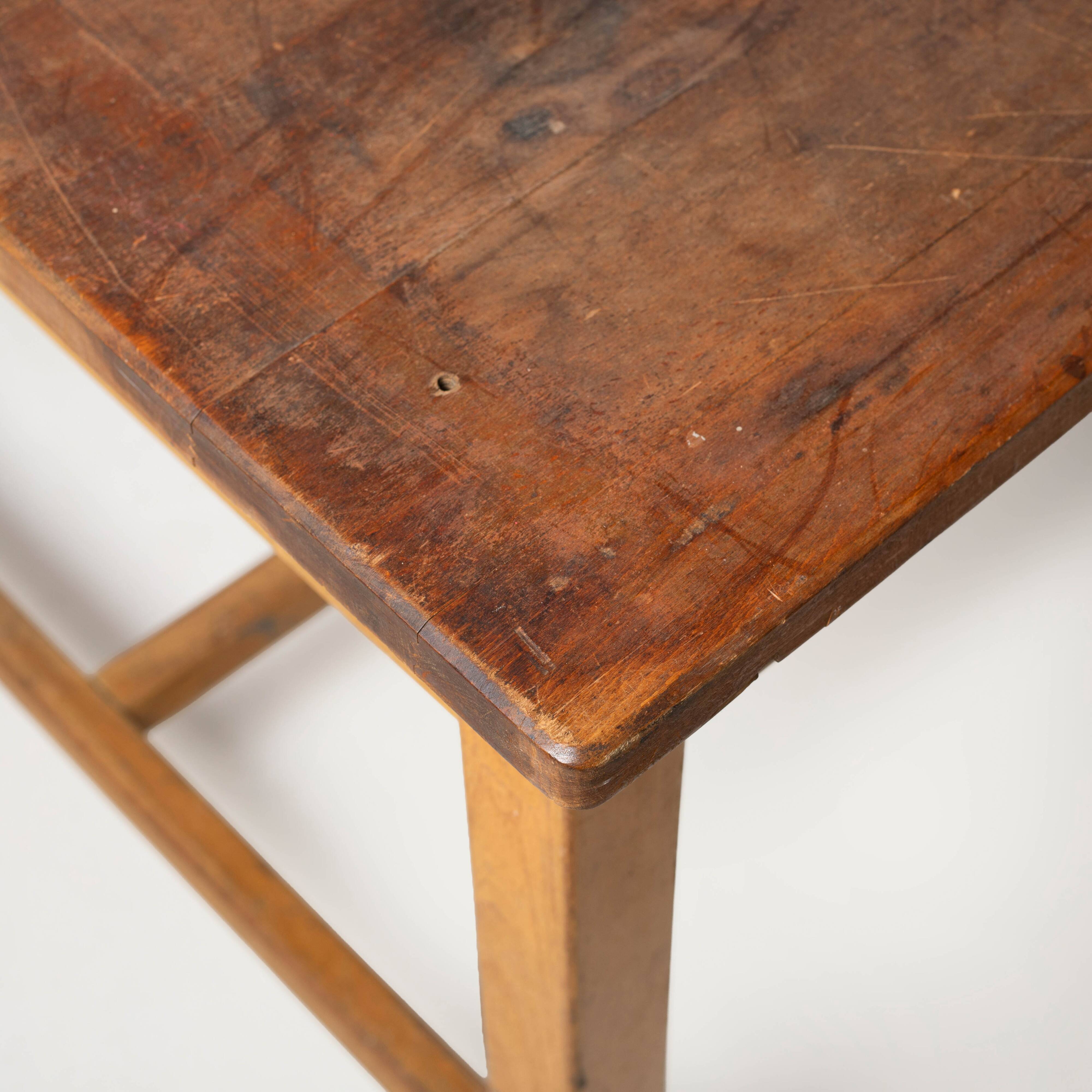 Large work / industrial / farm table, patinated wood, Czechoslovakia