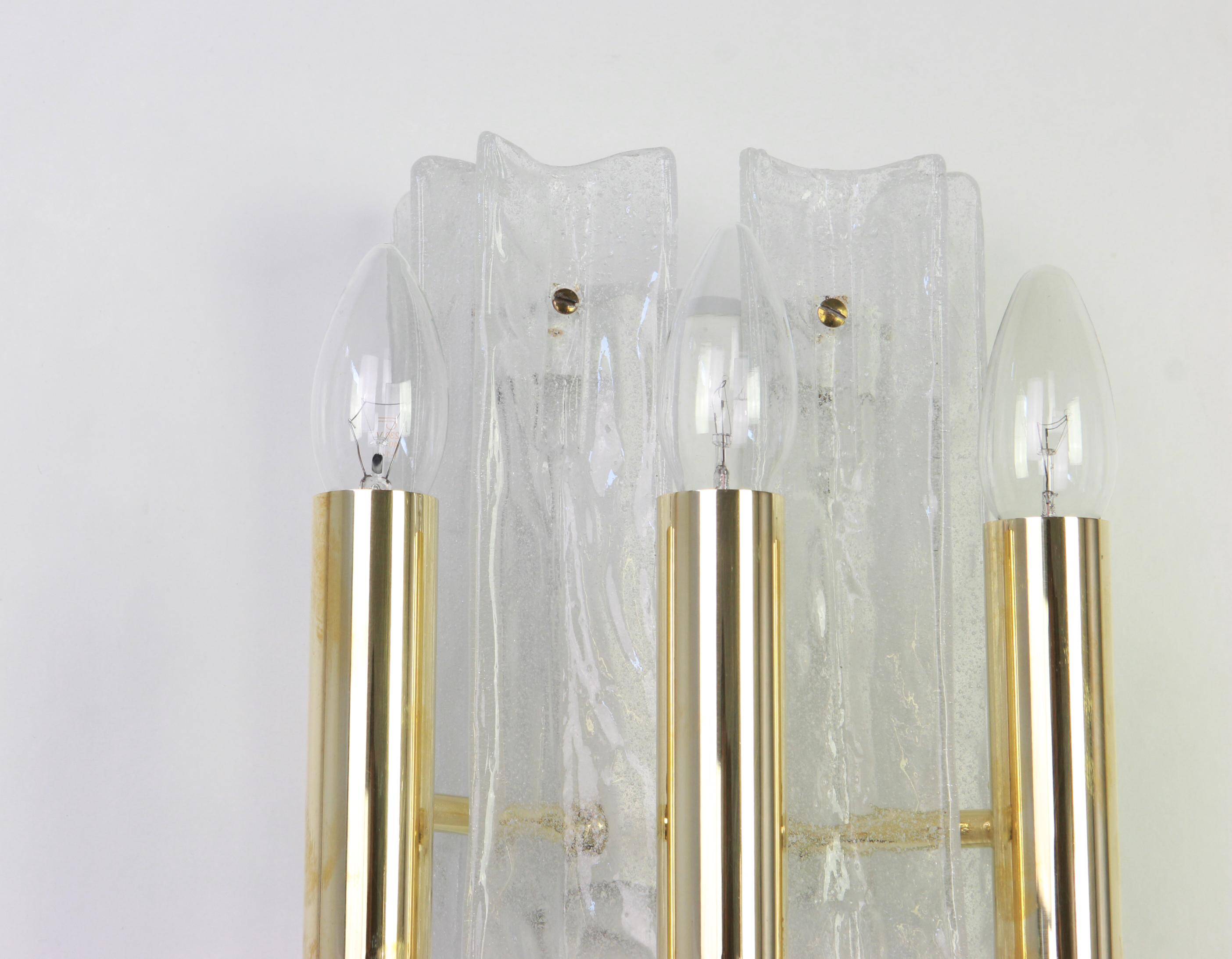Pair of Murano glass wall sconces by Kalmar, Model Lipizza, Austria, 1960s.