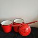 Bouilloire rouge en email vintage