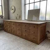 XL oak counter, trade furniture with multi-drawers