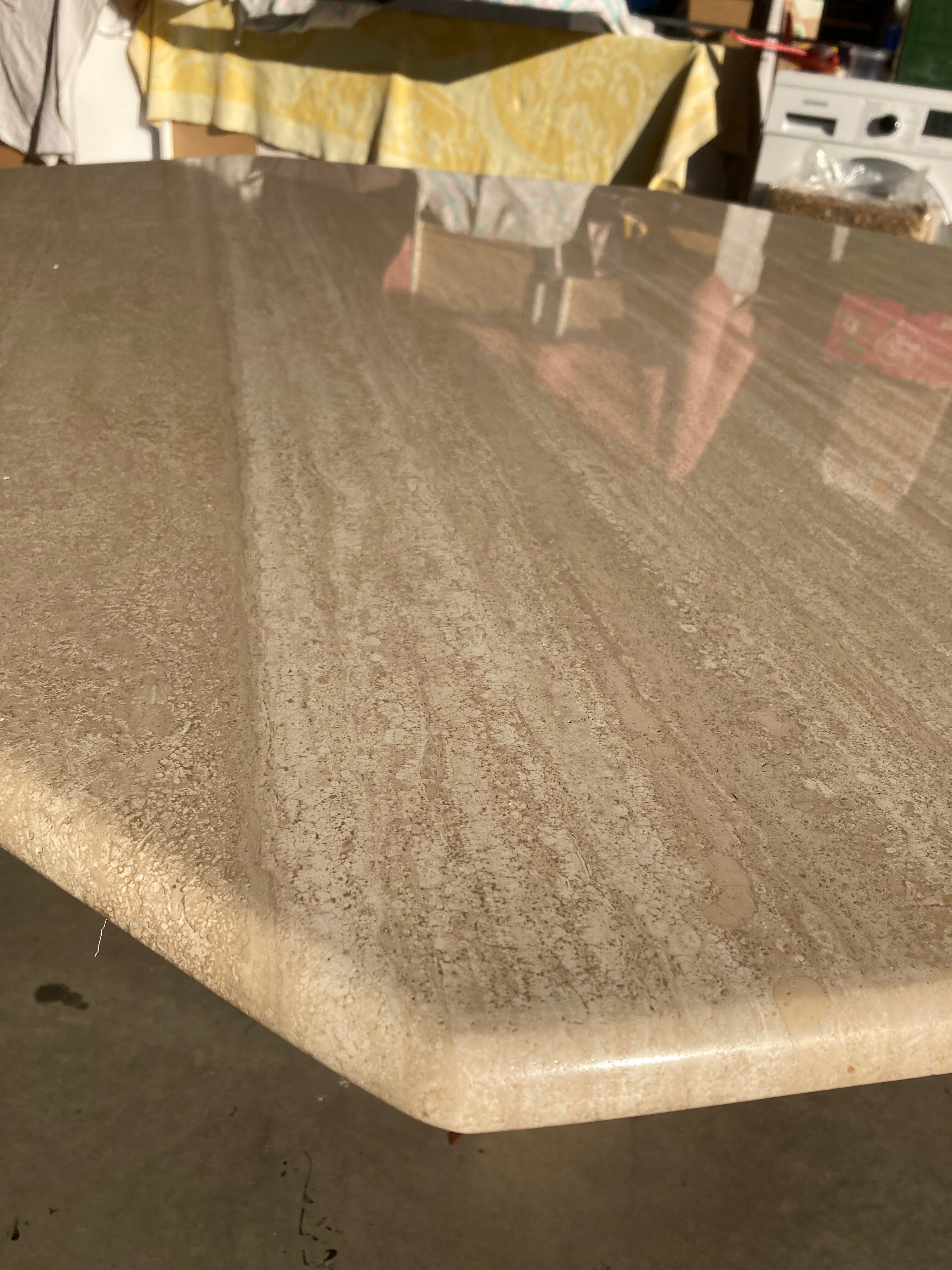 Travertin dining table octagonal