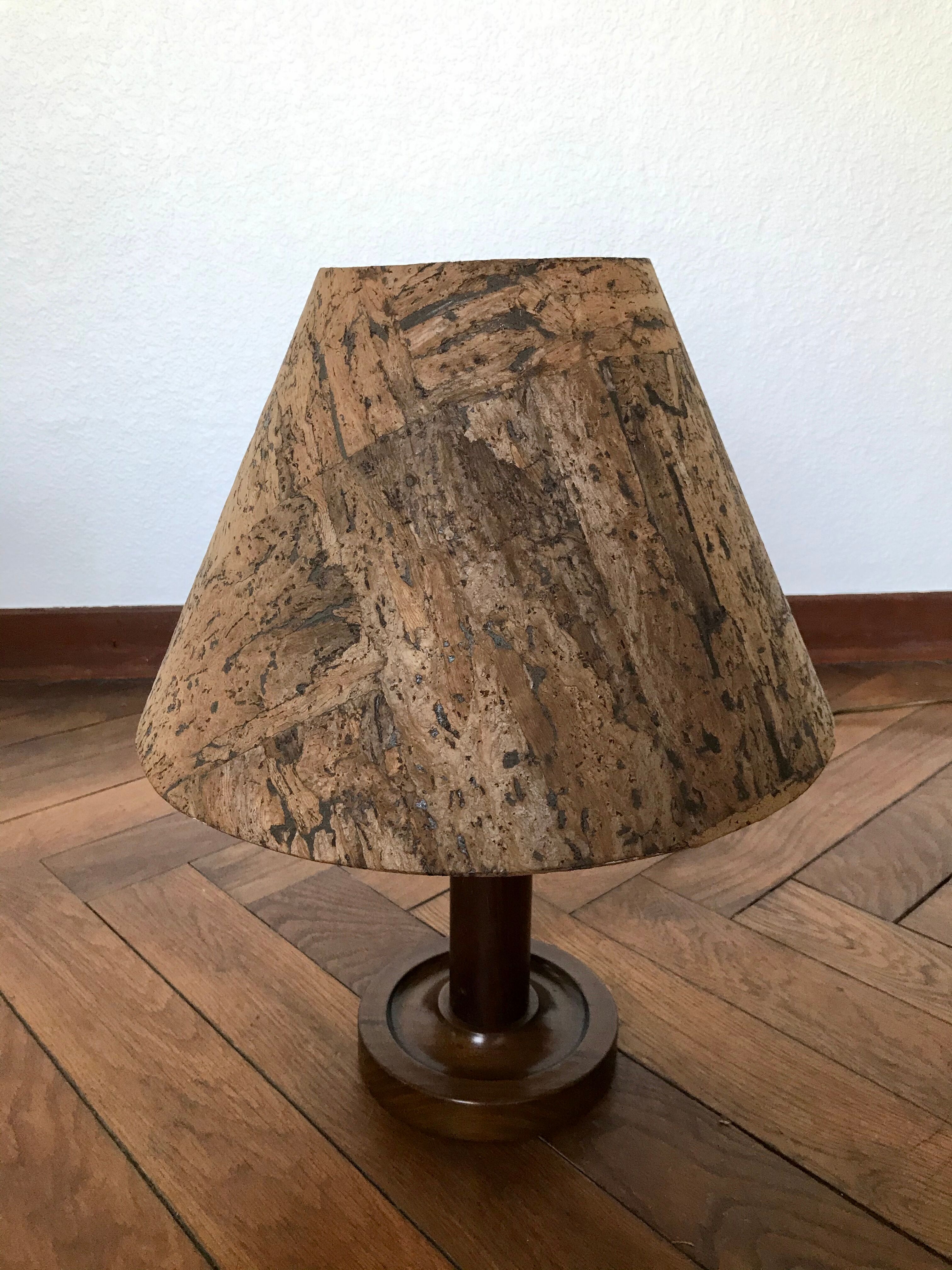 Wood and cork lamp