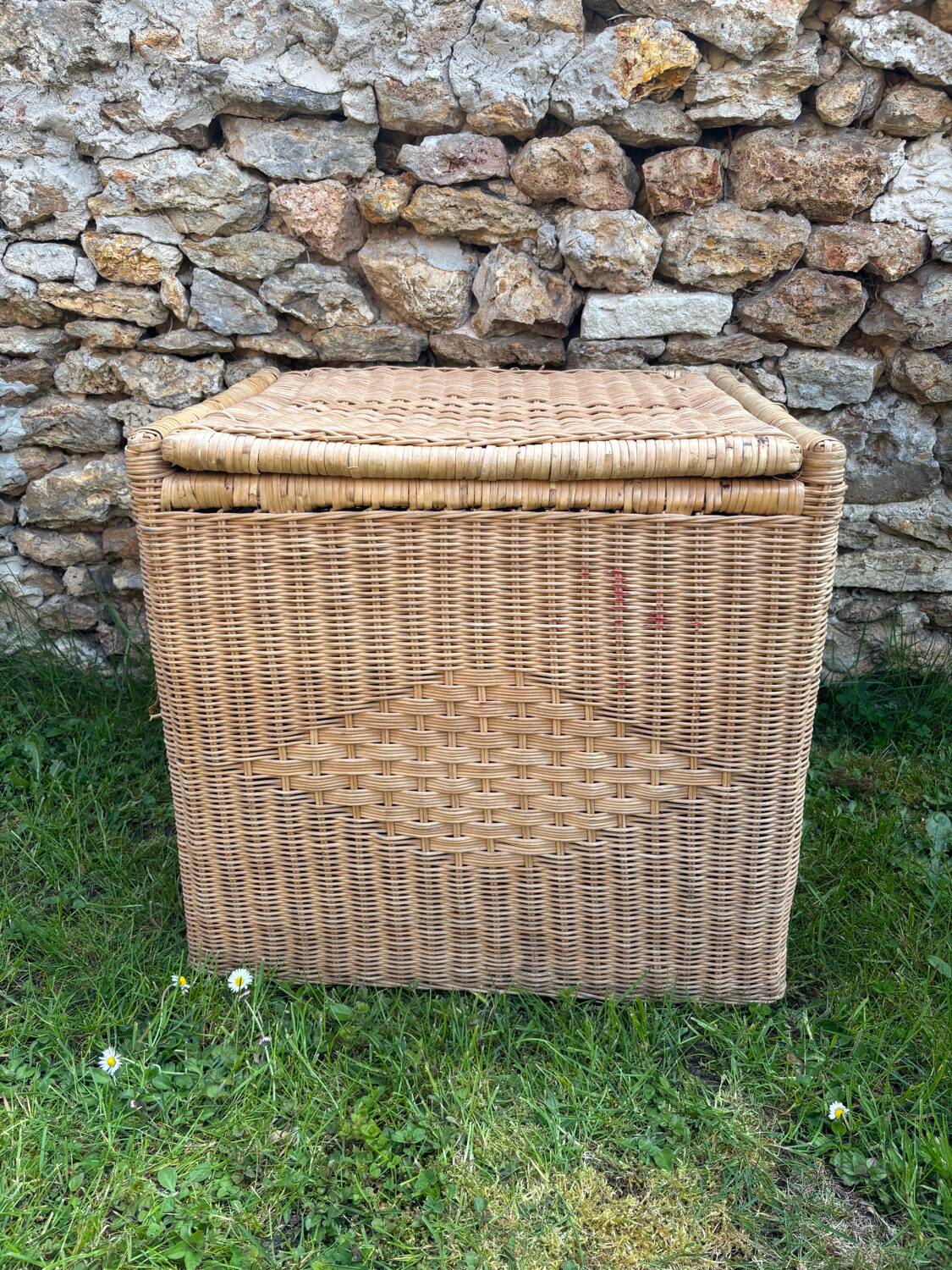 Vintage rattan and wicker trunk, chest