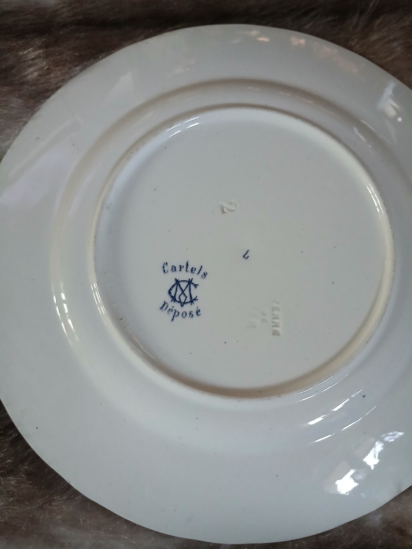 3 mismatched antique flat plates in ironstone