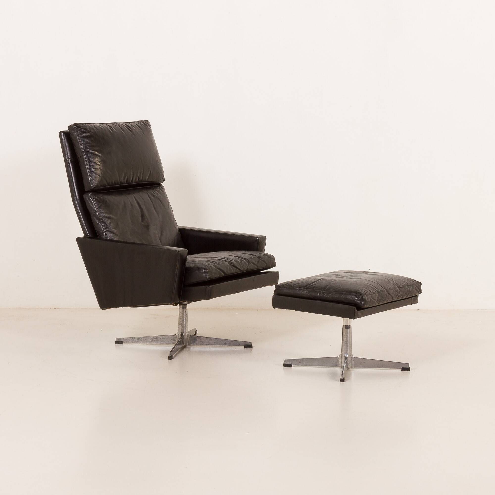 Danish vintage lounge chair with footstool, 1970s