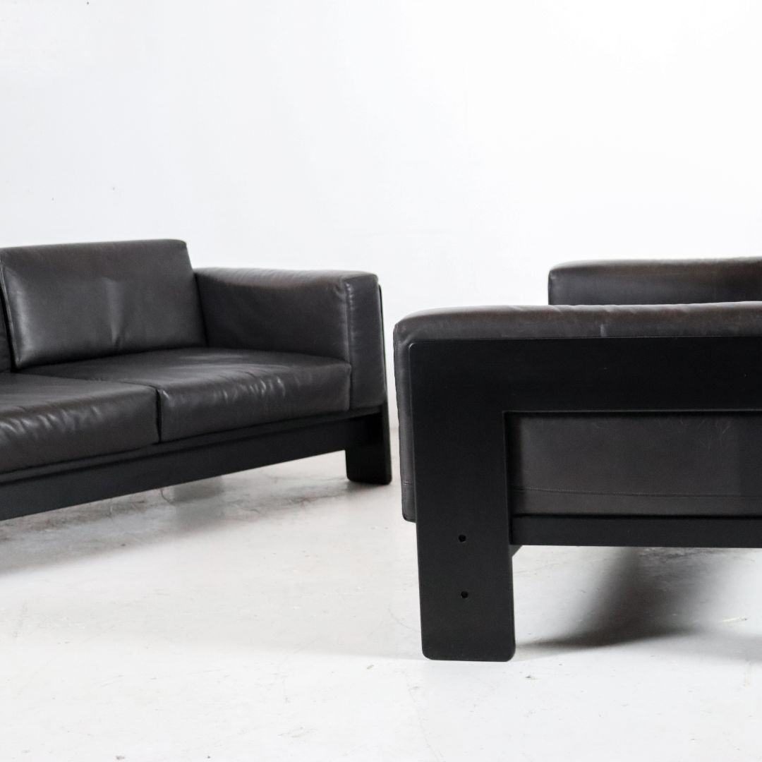 Leather Bastiano two-seater sofa by Afra & Tobia Scarpa for Knoll/Gavina