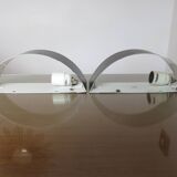 Pair of "SCE" half-moon-shaped band sconces 1980