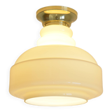 Vintage Ceiling Light Beige Glass Semi Flush Mount Lighting Redesign 1970's