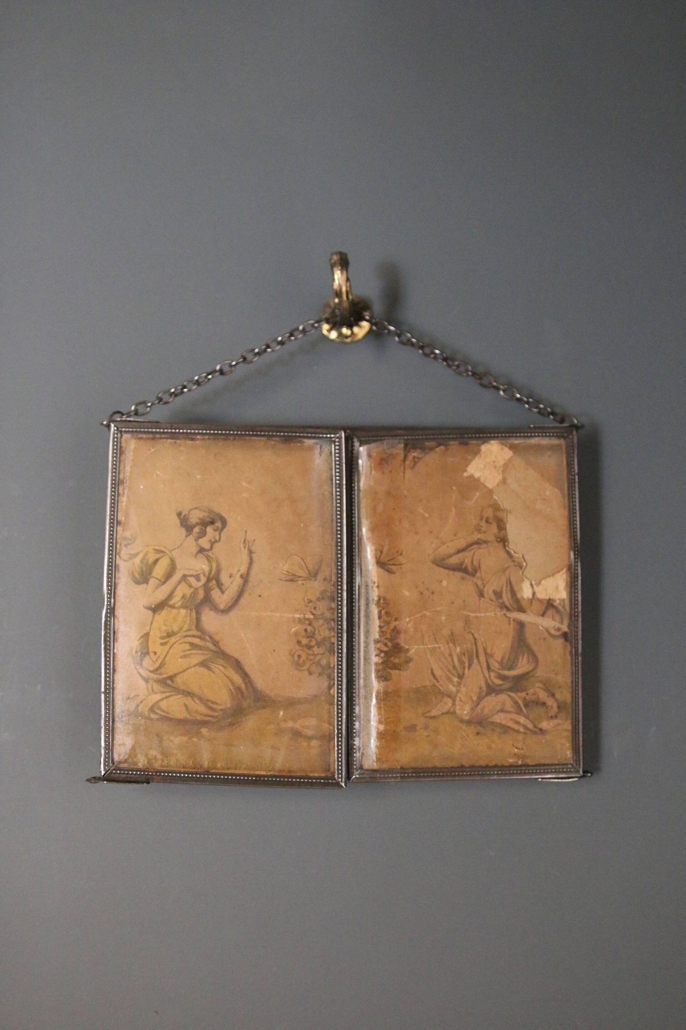 Antique barber triptych mirror, Art Nouveau, circa 1900
