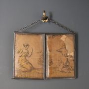 Antique barber triptych mirror, Art Nouveau, circa 1900