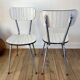 Duo of white formica chairs marble effect 70s