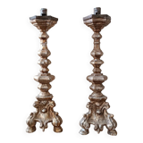Pair of antique candlesticks from Italy, 18th century.