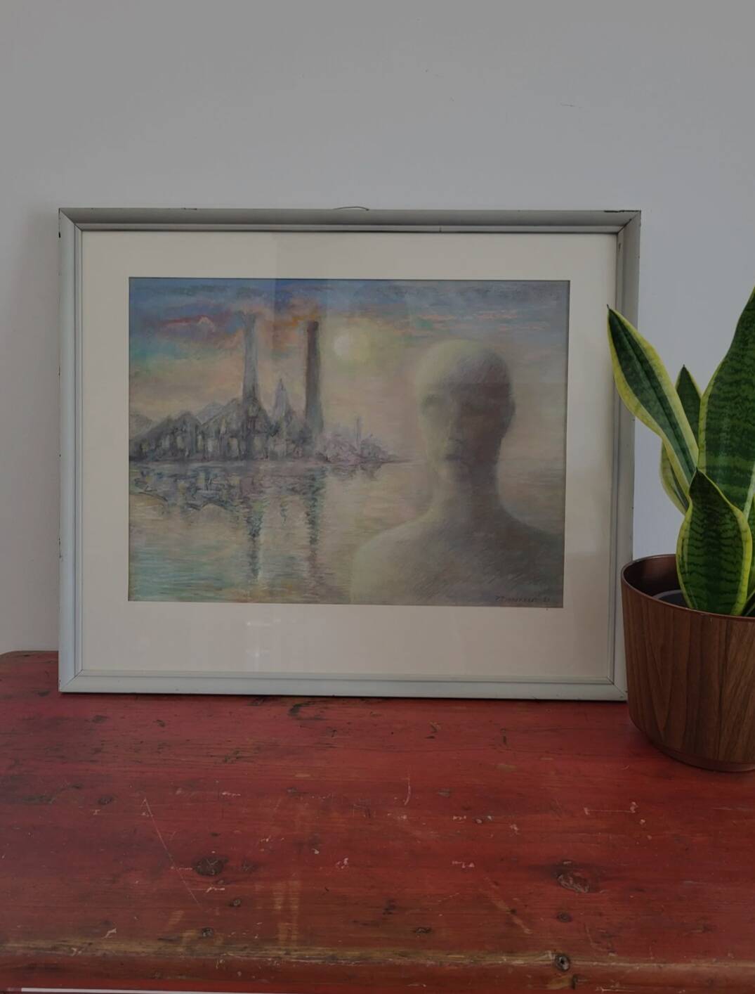 Pastel tekening, titel de Bewustwording, kunstenaar P. Timmermans, Belgium