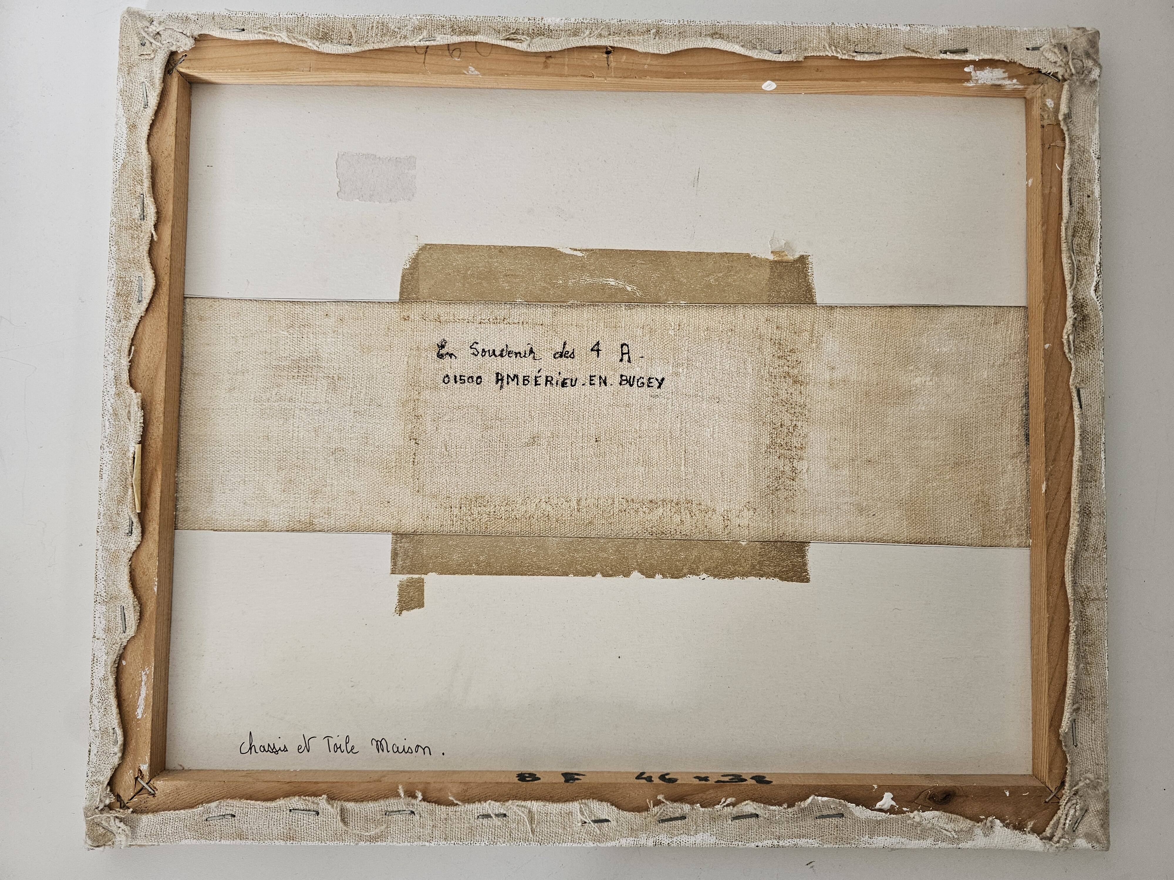 Painting - Oil on canvas View of the Ambérieu en Bugey mountain Signed Aimé Apul