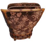 Poltrone bergère italiane in velluto e paglia di Vienna, anni '70, set di 2