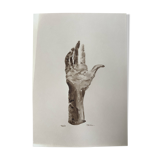 Painting signed watercolor monochrome sepia study statue “the hand reveals the man”