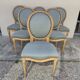 Set of 6 Louis XVI style chairs with antique patinated medallion