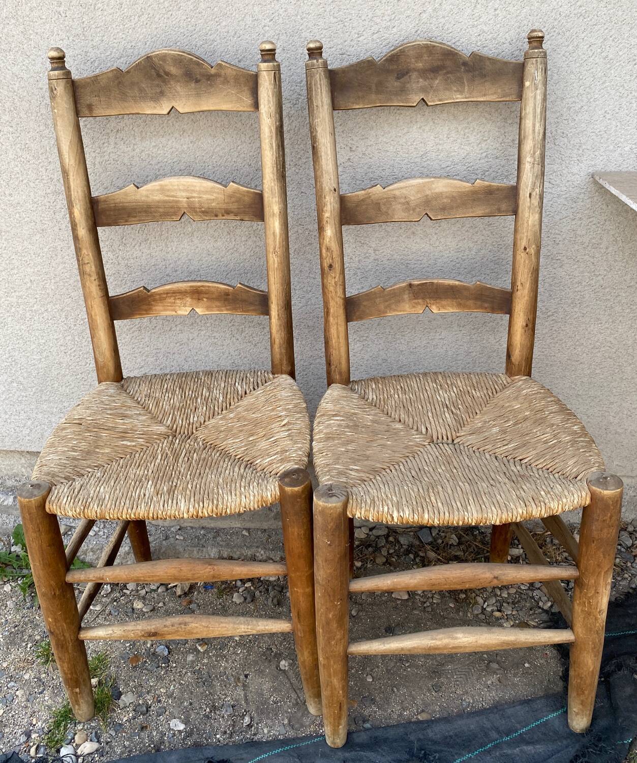 Two country straw chairs