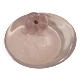 Daum france glass ashtray/pouch in glass paste signed "anemone" decor 70's