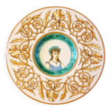 Italian faience plate with a female portrait decoration, Renaissance style.