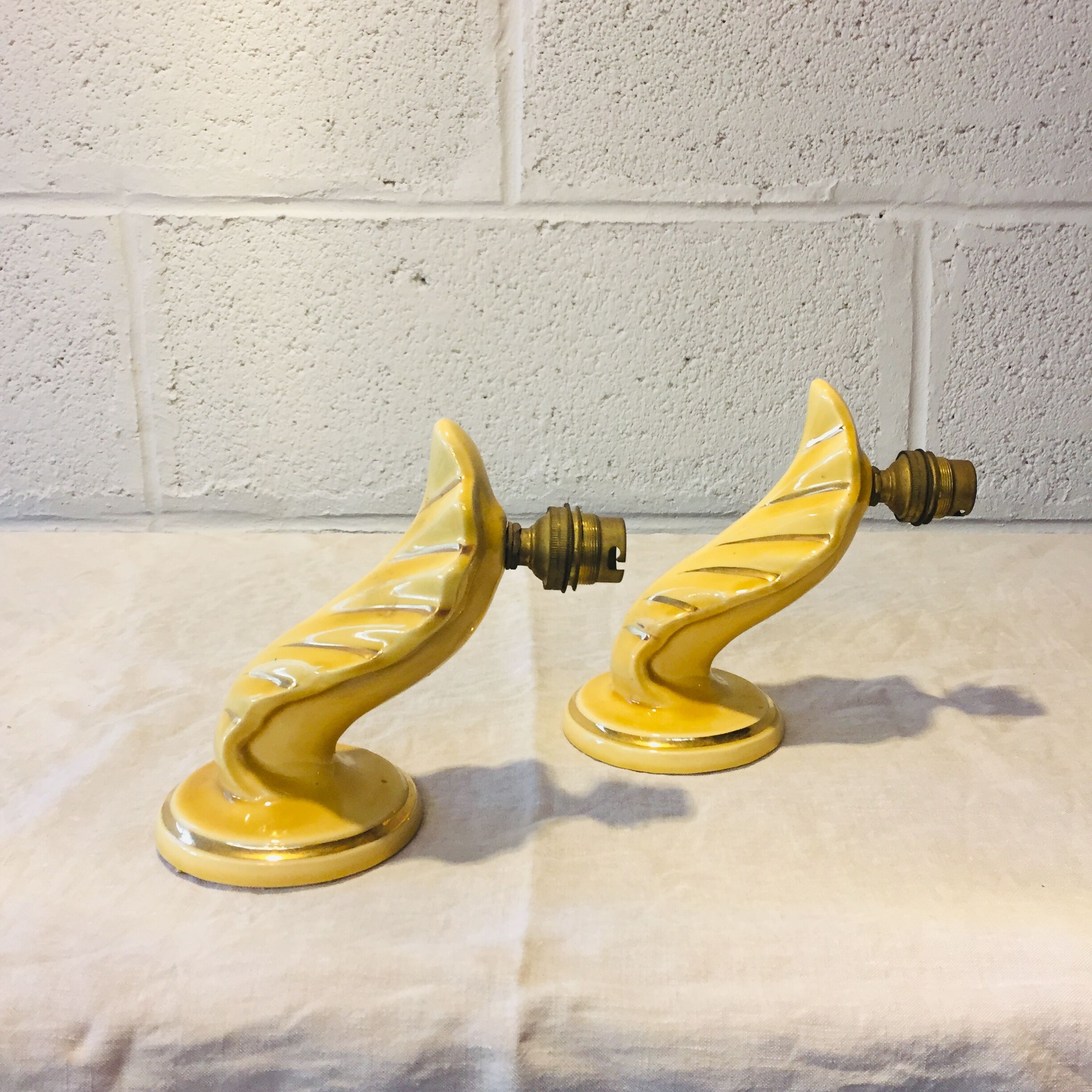Pair of earthenware sconces, vintage 50s