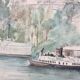 Émile RAISSIGUIER 1851-1932.La Seine au Pont Neuf,1884.Aquarelle