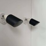 Pair of vintage adjustable wall lights, black and white, Raak Netherlands 1970