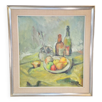 Wolfgang Heinz Unger, Nature morte colorée, 1971, Peinture à l'huile, Encadrée