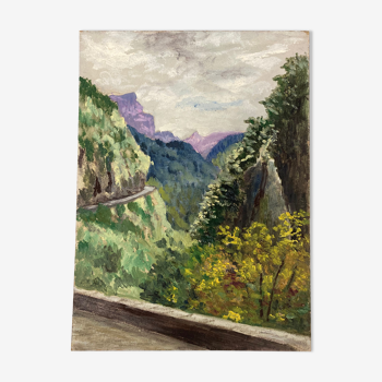 Peinture vintage de montagne