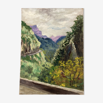 Vintage mountain painting