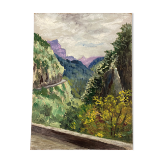 Vintage mountain painting