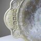 Vintage stoneware pocket bowl with crystalline glazes signed by Françoise Roussel.