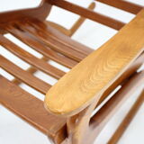 1960s pair of beech rocking chairs by uluv, czechoslovakia