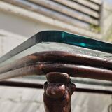 Table basse en fer et verre français - Table de cocktail - Table de salon - Années 80