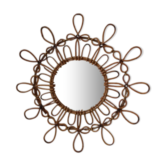 Rattan flower mirror 1950, 62 cm