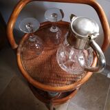 Rattan castor trolley