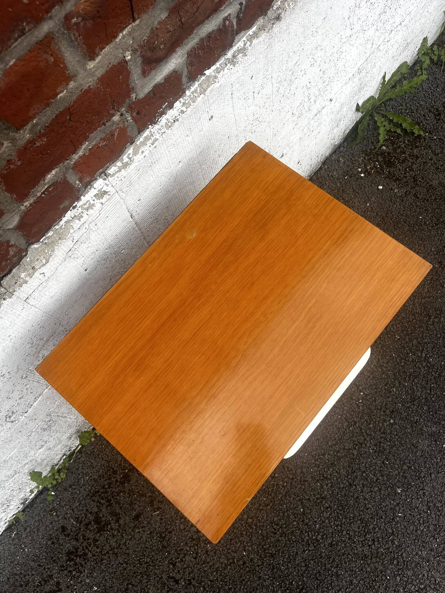 Vintage wooden bedside table / side table with tapered legs.