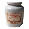 Ancien pot à moutarde, blanc avec étiquette, 1986