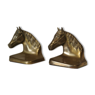 Pair of bookends plaster horses effect vintage brass
