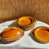Fish service 8 plates and ceramic soup slurry Sarreguemines vintage 60