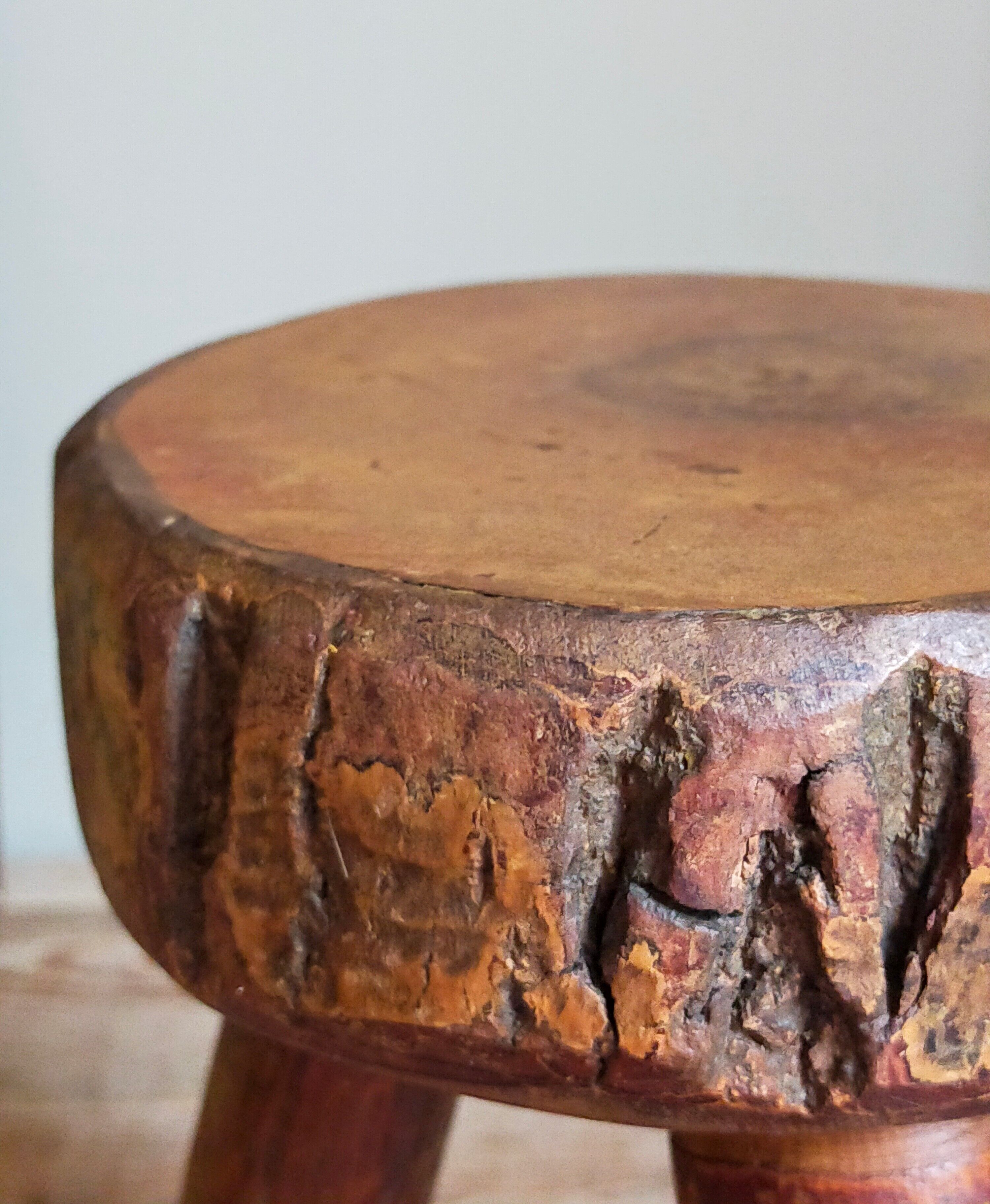 Tripod side stool solid wood Art-popular vintage