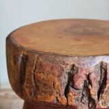 Tabouret d'appoint tripode bois massif Art-populaire vintage