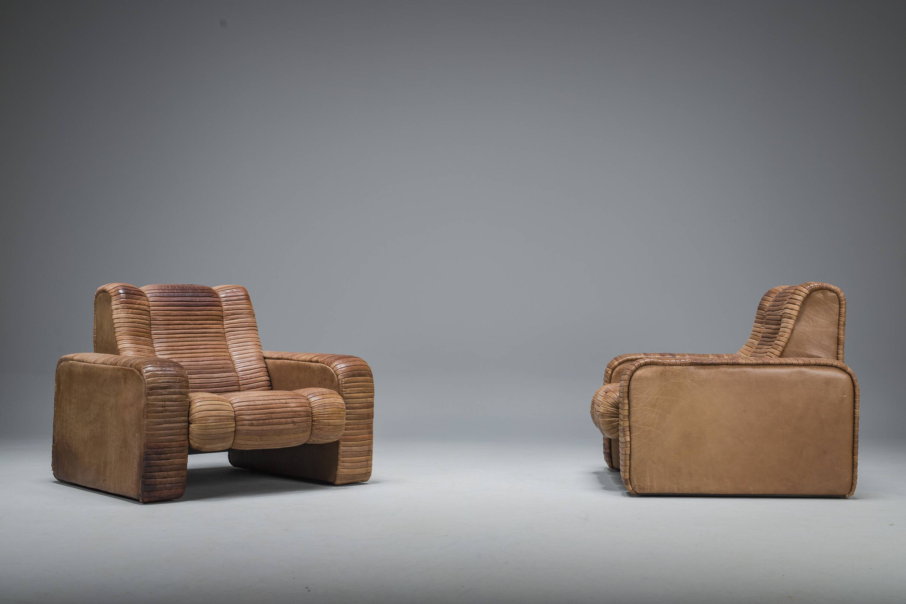 Set of Armchairs in Patchwork Leather by Ernst Lüthy for De Sede