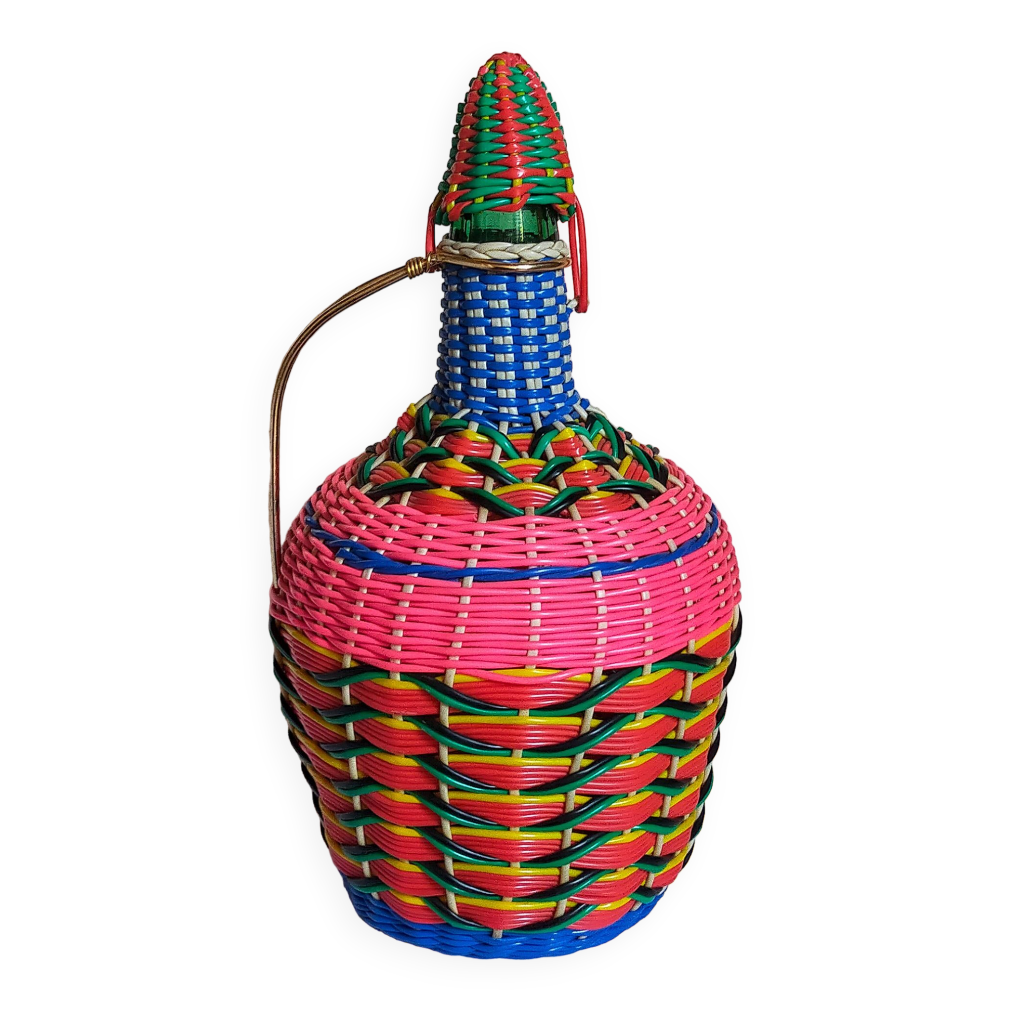 Dame-Jeanne scoubidou vintage 4 liters